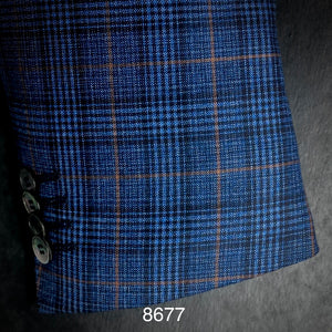 Blue Plaid w/ Orange | Contemporary Fit | All Wool | 8677
