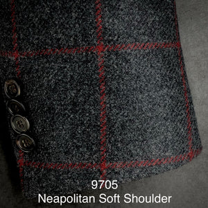 Charcoal Flannel w/Berry Box Plaid | Soft Jacket Kensington | All Wool