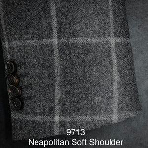 Mid Grey Flannel w/  Chalk Box | Soft Jacket Kensington | All Wool
