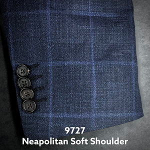 Navy Box Windowpane | Men's Sport Coat | Soft Jacket Kensington | Linen/Wool