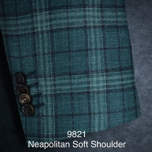 Green Plaid w/ Navy Accents | Soft Jacket Kensington | Linen/Silk/Cashmere/Wool/
