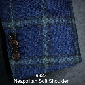 Blue w/ Green Windowpane | Men's Sport Coat | Soft Jacket Kensington | Linen/Silk/Cashmere/Wool