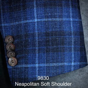 Blue Plaid w/ Cobalt | Soft Jacket Kensington | Linen/Silk/Cashmere/Wool
