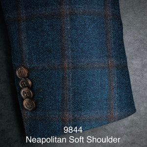 Petrol Flannel w/ Rust Windowpane | Soft Jacket Kensington | All Wool