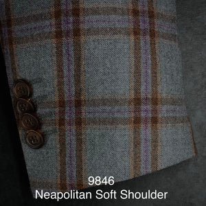 Grey Flannel w/ Berry Plaid | Soft Jacket Kensington | All Wool