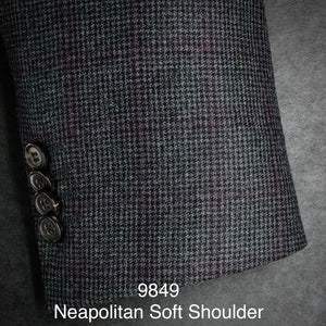 Grey Flannel w/ Purple Windowpane | Men's Sport Coat | Soft Jacket Kensington | All Wool