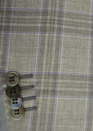 Grey Plaid w/ Purple Accent | Men's Sport Coat | Contemporary Fit | All Wool
