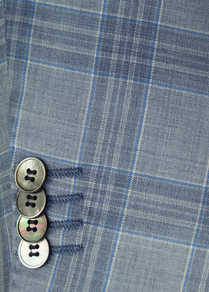 Light Blue Plaid w/ Silver Accent | Men's Sport Coat | Contemporary Fit | All Wool