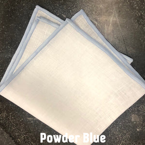 Piped Edge -Powder Blue Square Linen
